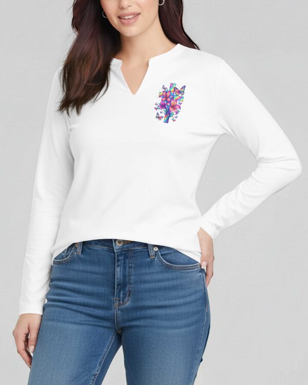Holding On To God V-neck Long Sleeves Shirt - Image 2