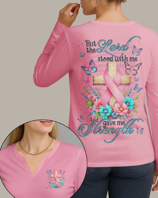 But The Lord Stood With Me V-neck Long Sleeves Shirt
