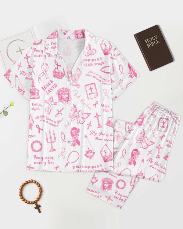 My God Is Bigger Than Cancer Button Pajamas - Image 6