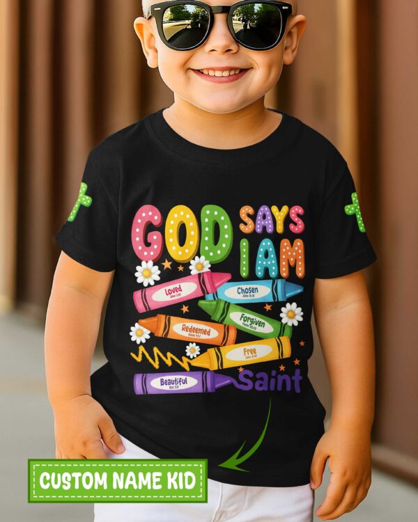 God Says I Am Pencil T-Shirt Kid - Image 2