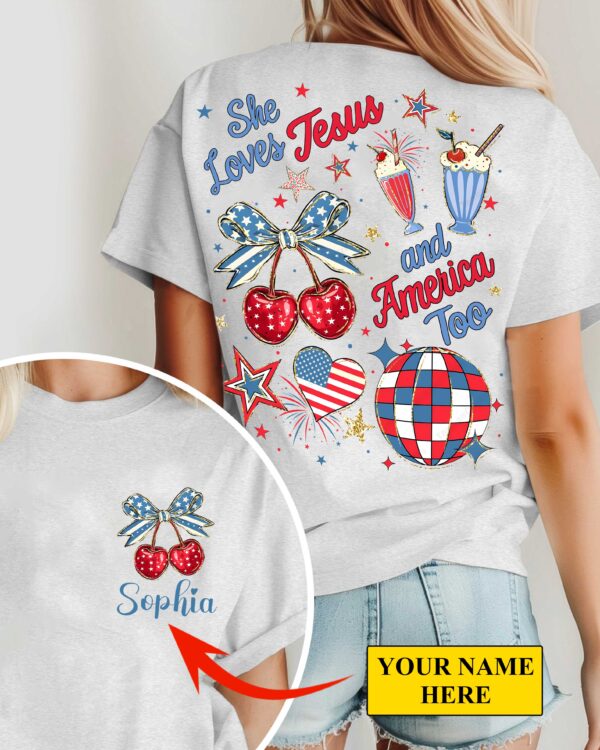 She Loves Jesus And America Too T-Shirt - Image 2