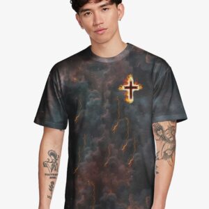 Alternative view of Held By His Fire Saved By His Grace All Over Print T-Shirt