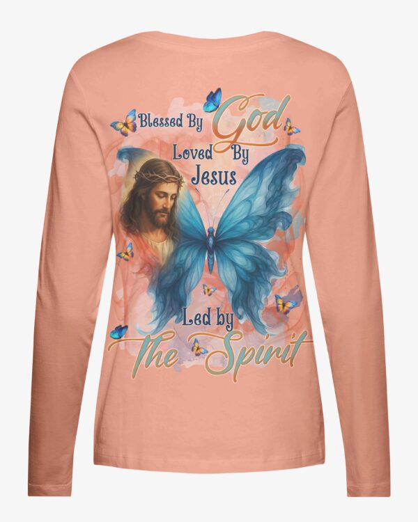 Blessed By God Loved By Jesus Led By The Spirit V-neck Long Sleeves Shirt - Image 7