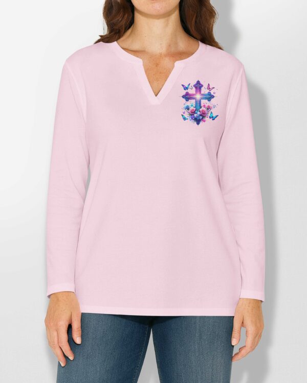 When Butterflies Appear V-neck Long Sleeves Shirt - Image 12
