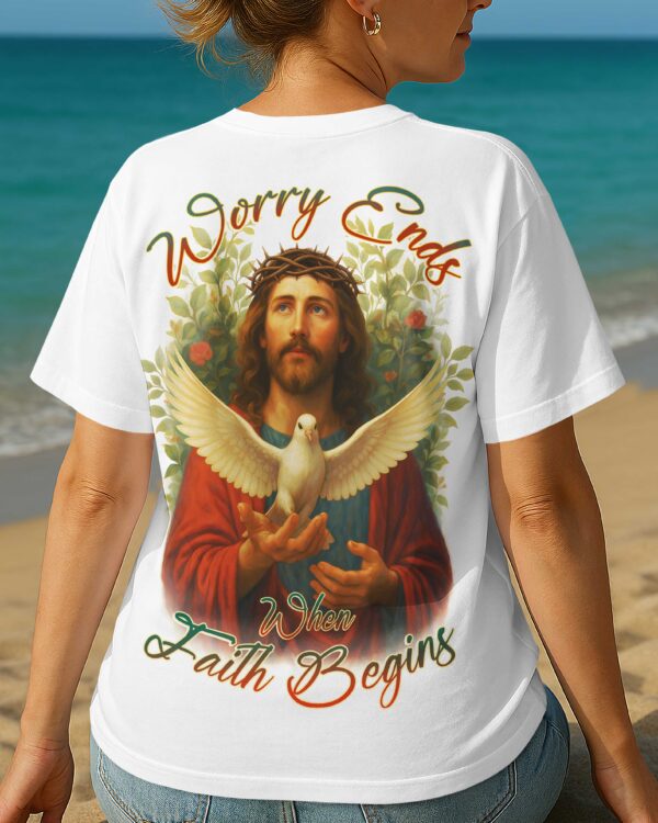 Worry Ends When Faith Begins All Over Print T-Shirt - Image 2