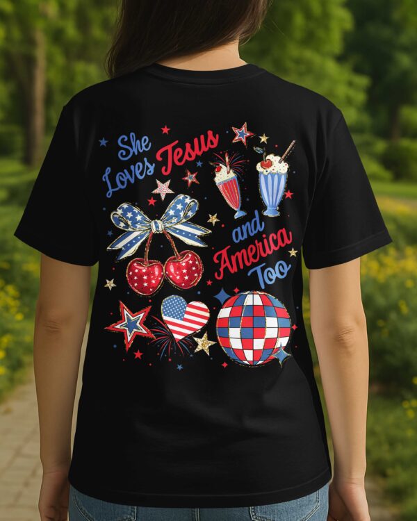 She Loves Jesus And America Too T-Shirt - Image 5