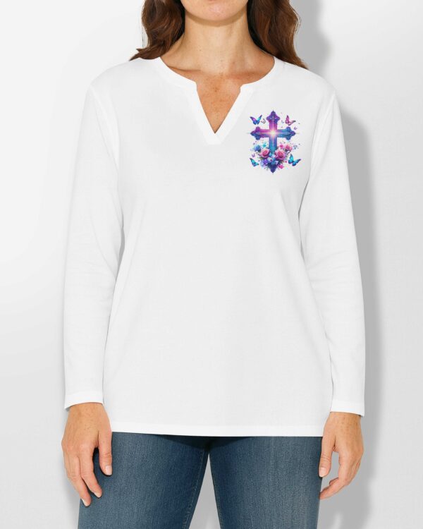 When Butterflies Appear V-neck Long Sleeves Shirt - Image 2