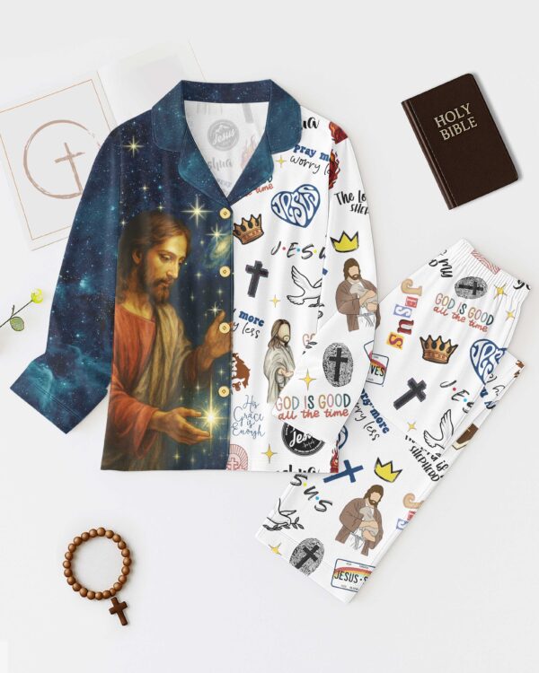 Pray More Worry Less All Over Print Button Pajamas - Image 6