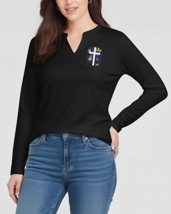 Sometimes I Just Look Up V-neck Long Sleeves Shirt - Image 4