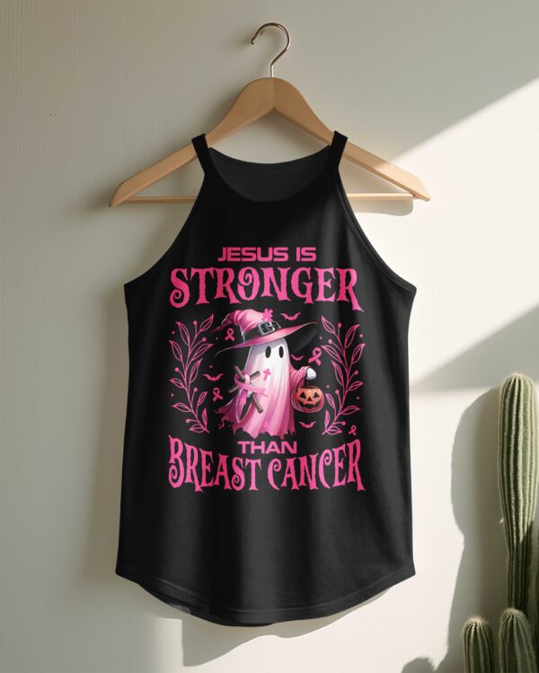 Jesus Is Stronger Than Breast Cancer Rocker Tank Top - Image 2