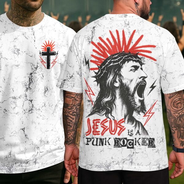 Jesus Is A Punk Rocker Shirt - Image 8