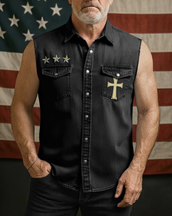 The World Said Sleevesless Denim Shirt - Image 2
