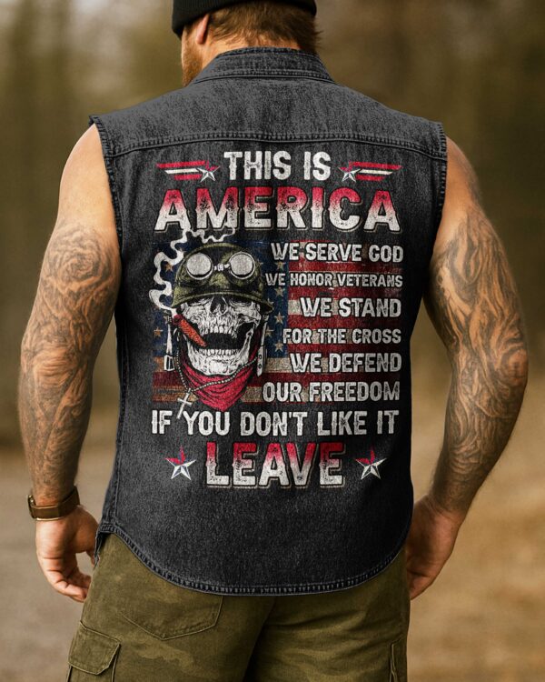 This Is America Sleevesless Denim Shirt - Image 3