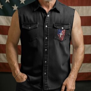 Alternative view of Christian Veteran Sleevesless DenimShirt