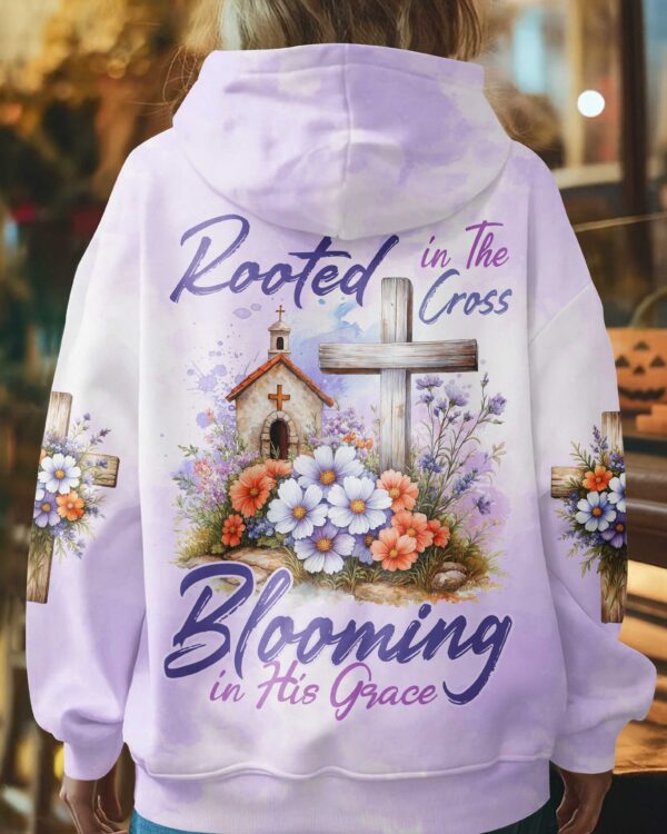 Rooted In The Cross Blooming In His Grace Shirt - Image 3