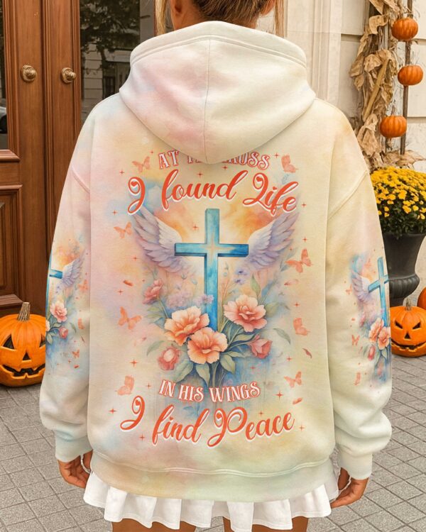 At the Cross I found Life In His wings I find Peace Shirt - Image 4