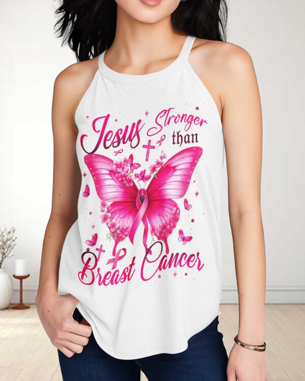 Jesus Stronger Than Breast Cancer Rocker Tank Top - Image 2