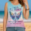 I Can Do All Things Through Christ Who Strengthens Me All Over Print Crop Out Wrap Back Tank Top