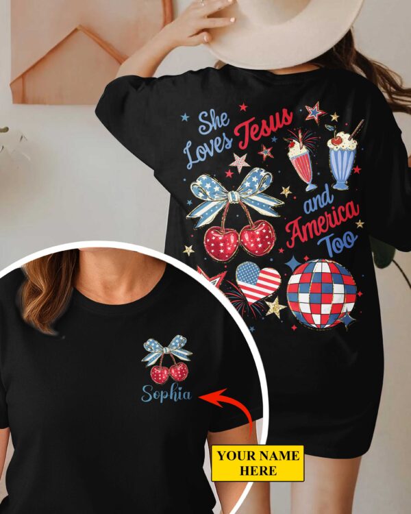 She Loves Jesus And America Too T-Shirt - Image 7