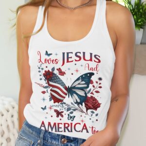 Alternative view of Loves Jesus And America Too All Over Print Summer Tank Top