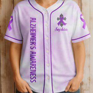 Alternative view of Let Your Faith Be Bigger Than Your Fear Alzheimer's Awareness All Over Print Jersey