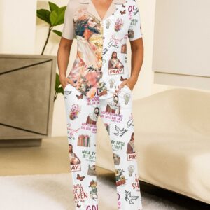 Alternative view of Flower Jesus Button Pajamas