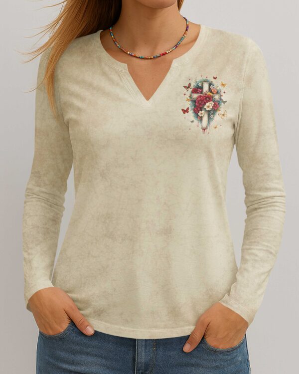 Blessed Are Those Who Have Not Seen And Yet Have Believed All Over Print V-neck Long Sleeves Shirt - Image 4