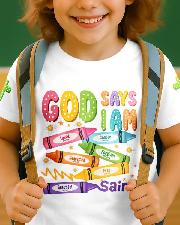 God Says I Am Pencil T-Shirt Kid - Image 3