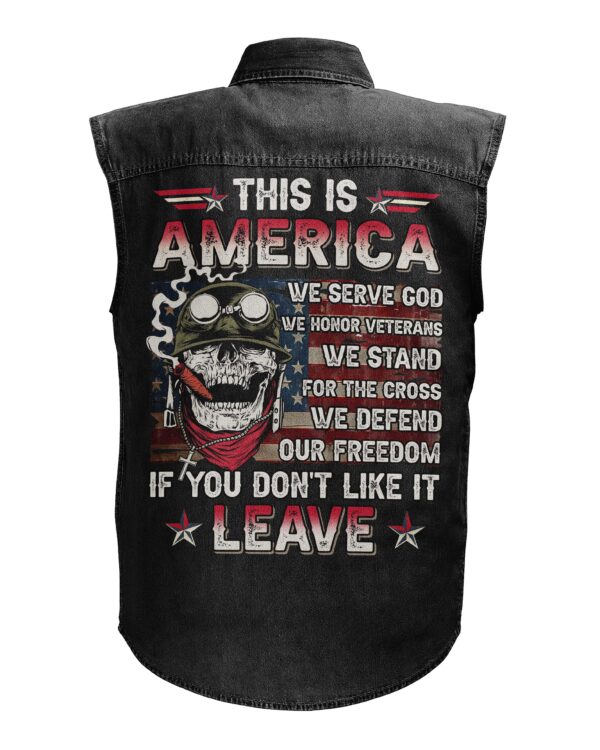 This Is America Sleevesless Denim Shirt - Image 5