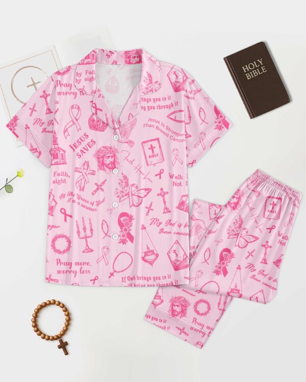 My God Is Bigger Than Cancer Button Pajamas - Image 11