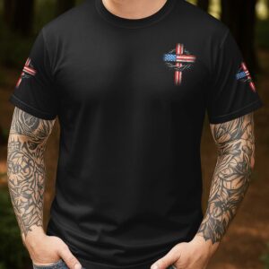 Alternative view of Stand For The Flag Kneel For The Cross All Over Print T-Shirt