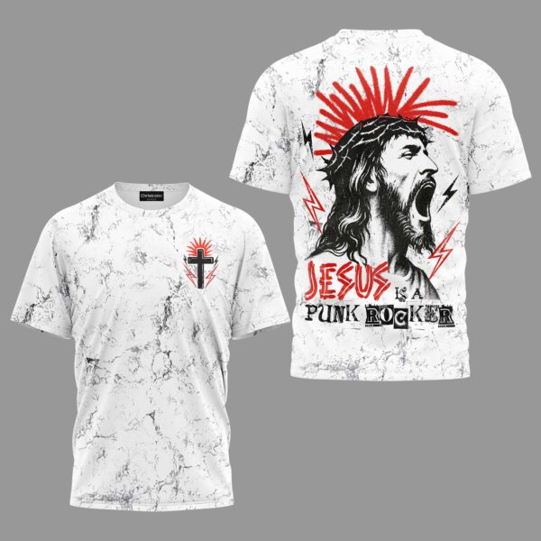 Jesus Is A Punk Rocker Shirt - Image 7