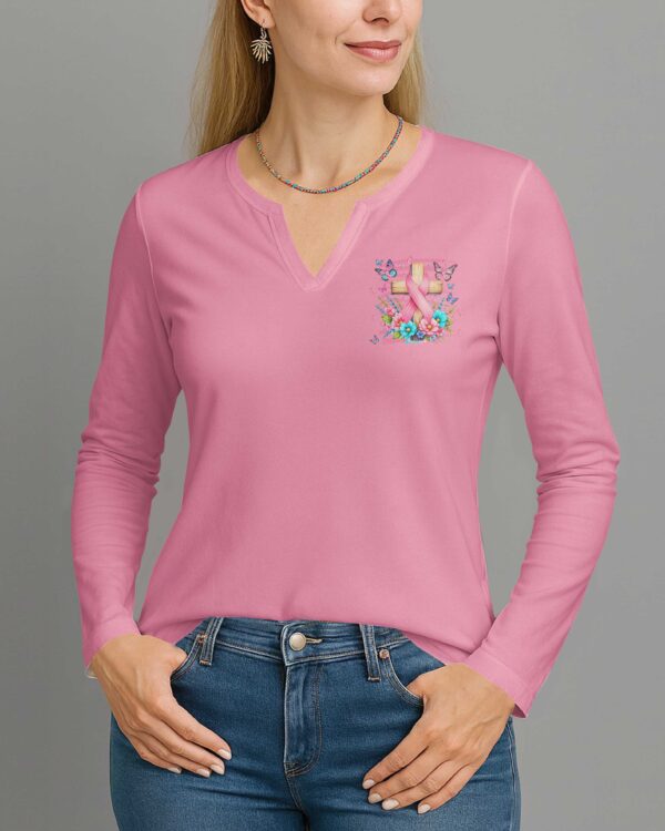 But The Lord Stood With Me V-neck Long Sleeves Shirt - Image 3