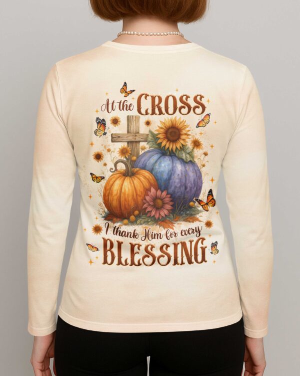 At The Cross I Thank Him For Every Blessing V-neck Long Sleeves Shirt - Image 2