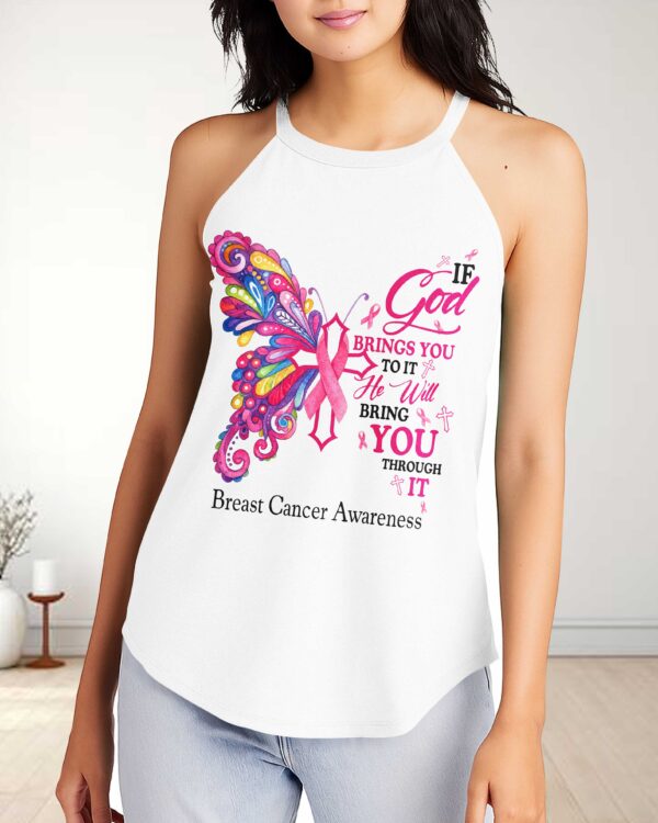 If God Brings You To It He Will Bring You Through It Breast Cancer Awareness Rocker Tank Top - Image 9