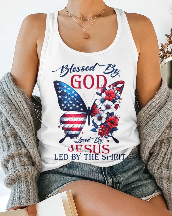 Blessed By God Loved By Jesus All Over Print Racerback Tank Top - Image 3