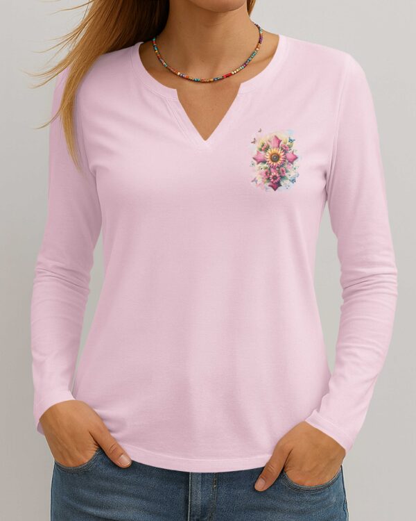 Believe In God And The Power Of Prayer V-neck Long Sleeves Shirt - Image 4