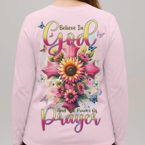 Believe In God And The Power Of Prayer V-neck Long Sleeves Shirt