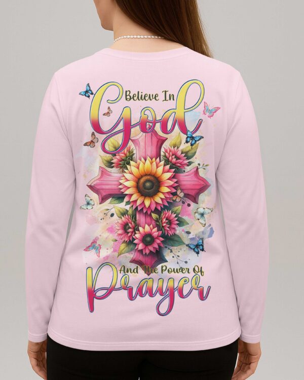 Believe In God And The Power Of Prayer V-neck Long Sleeves Shirt