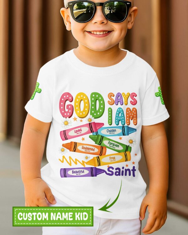 God Says I Am Pencil T-Shirt Kid - Image 5