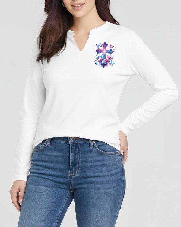 When Butterflies Appear V-neck Long Sleeves Shirt - Image 4