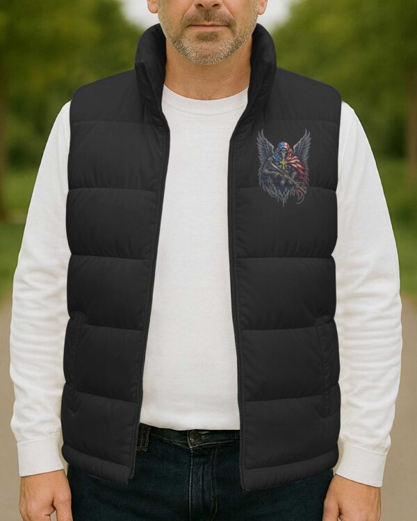 Though I Walk Through The Valley I Will Fear No Evil All Over Print Sleeveless Puffer Jacket - Image 5