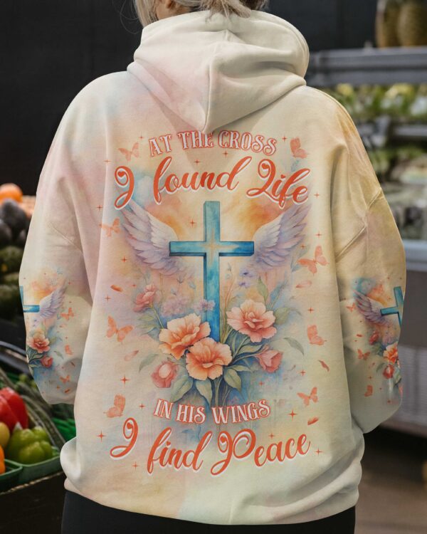 At the Cross I found Life In His wings I find Peace Shirt - Image 3