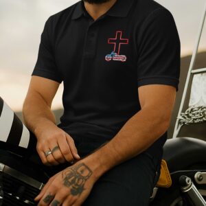 Alternative view of Cross First Roads Second All Over Print Polo