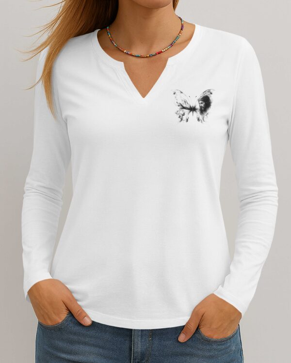 Blessed By God Loved By Jesus Led By The Spirit V-neck Long Sleeves Shirt - Image 5