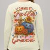 Carved By Faith Lit By Grace All Over Print V-neck Long Sleeves Shirt