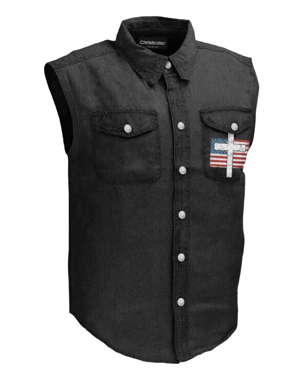 Sworn To The Savior  Sleevesless Denim Shirt - Image 6