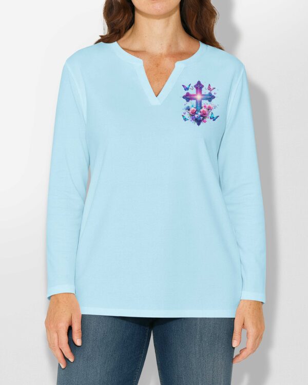 When Butterflies Appear V-neck Long Sleeves Shirt - Image 6
