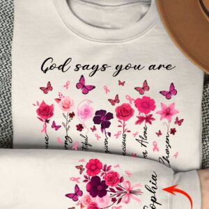 Alternative view of God Says You Are Unique Sweater Breast Cancer Awareness Sweater
