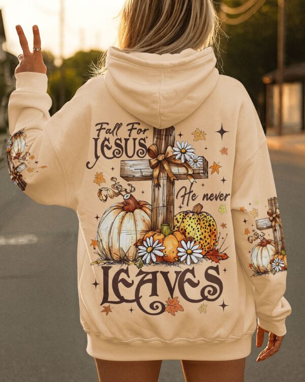 Fall For Jesus He Never Leaves Shirt - Image 8